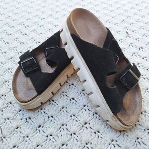 Papillio Womens Suede Arizona Platform Leather Adjustable Straps Sandal